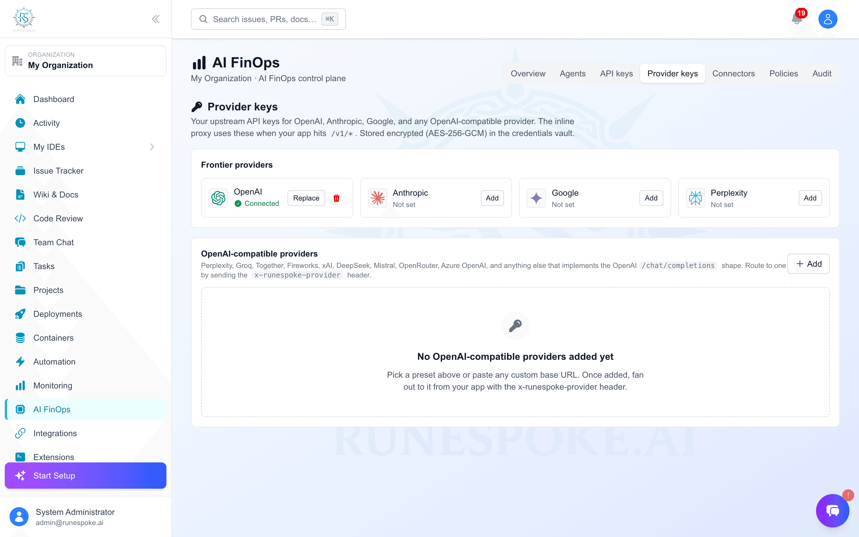 AI provider keys: configure and manage your provider credentials